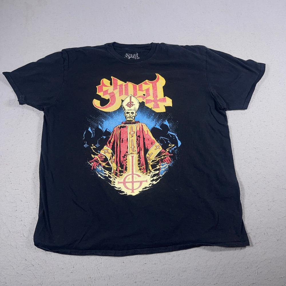 Ghost Band Papa Emeritus IV Skull Cleric Robe Black‎ T Shirt Mens XXL